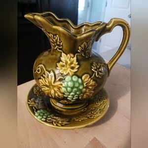 Vintage small water pitcher and plate